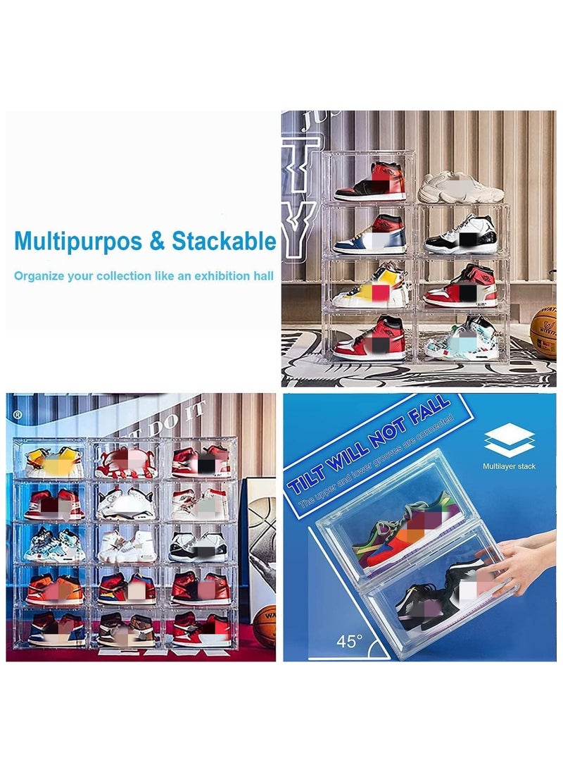 Organized Home - Magnetic Drop Front Shoe Box Ultra Clear Acrylic Display Stackable Shoe Storage Sneaker Storage Shoe Container Clear Closet Shelf Shoe Organizer - Image 1
