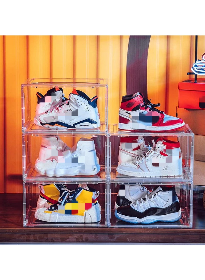 Organized Home - Magnetic Drop Front Shoe Box Ultra Clear Acrylic Display Stackable Shoe Storage Sneaker Storage Shoe Container Clear Closet Shelf Shoe Organizer - Image 1