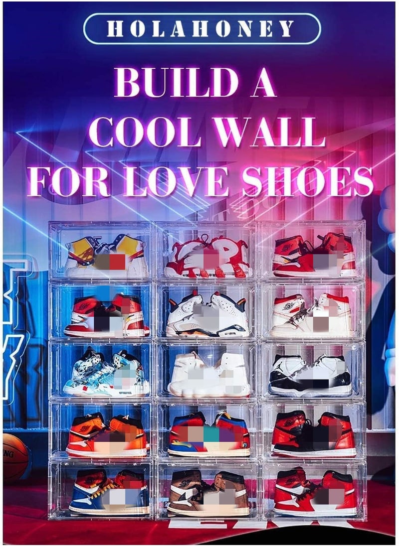 Organized Home - Magnetic Drop Front Shoe Box Ultra Clear Acrylic Display Stackable Shoe Storage Sneaker Storage Shoe Container Clear Closet Shelf Shoe Organizer - Image 1
