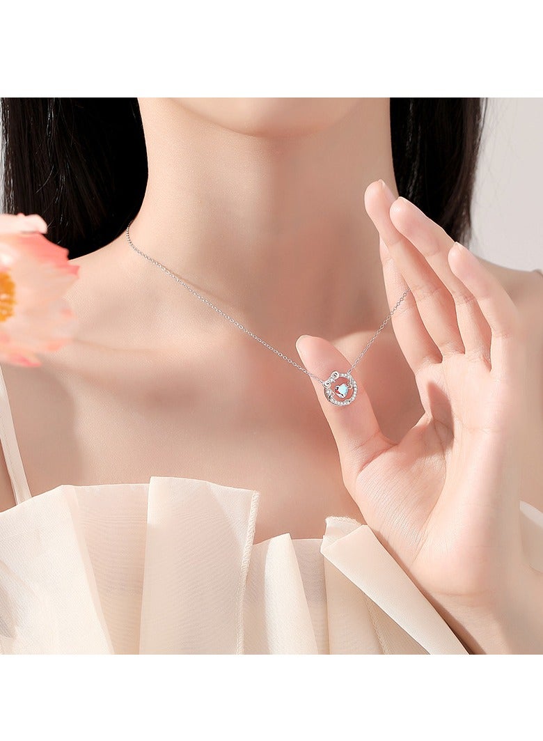 WOMEN'S BOW HEART PENDANT, GIRLFRIEND GIFT 925 STERLING SILVER WOMEN'S CLAVICLE CHAIN COLORED ZIRCON NECKLACE（Rose Gold） - Image 3