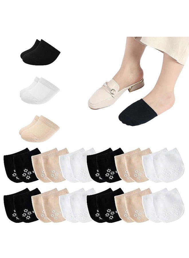 GUSGU 12 Pairs Toe Topper Socks Women Toe Liner Half Socks Non-Slip Cushioned Bottom No Show Toe Cover Half Socks - Image 1