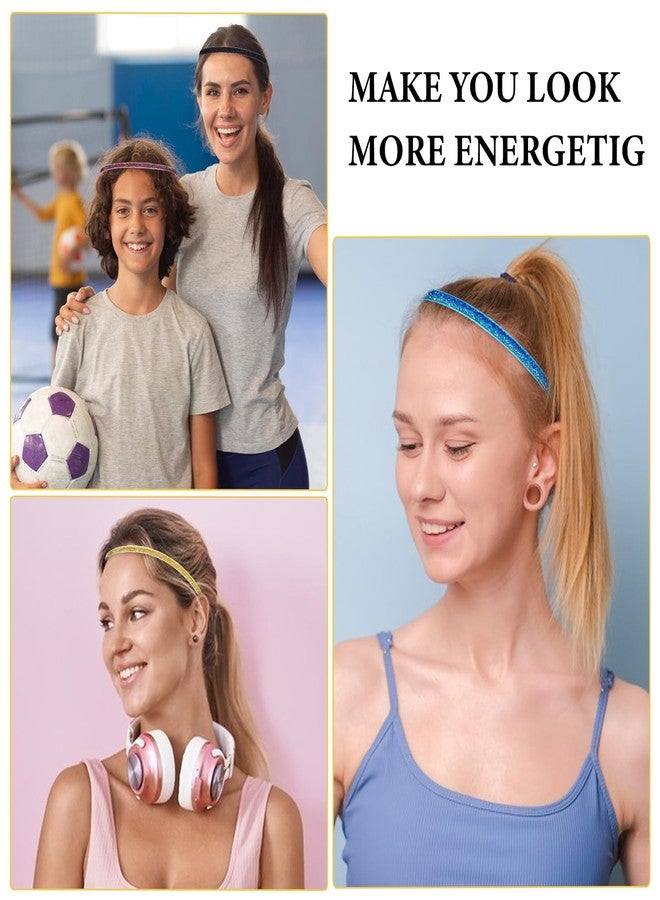 جريفوسيا ٥ قطع من عصابات الرأس اللامعة غير القابلة للانزلاق للجري، عصابات رأس مرنة لامعة للنساء، عصابة رأس مرصعة بأحجار الراين غير قابلة للانزلاق، عصابة رأس لامعة قابلة للتعديل، عصابة رأس قماشية لامعة للرياضة واليوغا، إكسسوارات شعر للنساء - Image 4