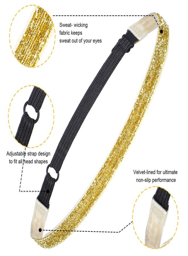 جريفوسيا ٥ قطع من عصابات الرأس اللامعة غير القابلة للانزلاق للجري، عصابات رأس مرنة لامعة للنساء، عصابة رأس مرصعة بأحجار الراين غير قابلة للانزلاق، عصابة رأس لامعة قابلة للتعديل، عصابة رأس قماشية لامعة للرياضة واليوغا، إكسسوارات شعر للنساء - Image 3