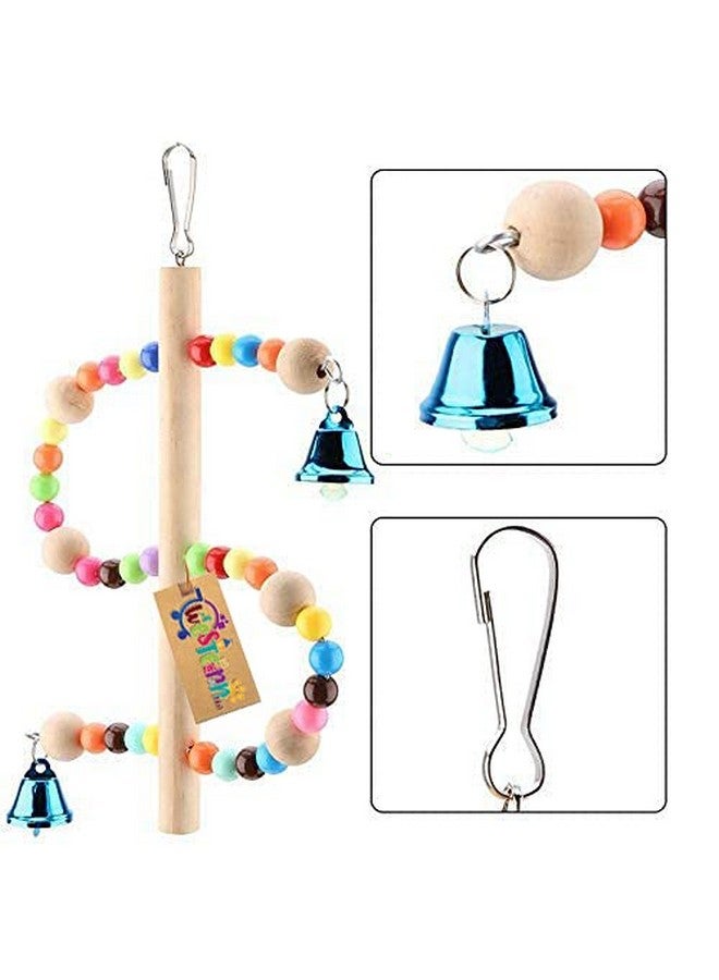 Western Era Playful Natural Wooden Bead Swing Toy For Birds (Pack Of 2) - Image 3