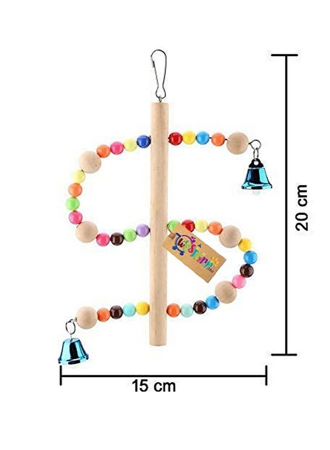 Western Era Playful Natural Wooden Bead Swing Toy For Birds (Pack Of 2) - Image 4
