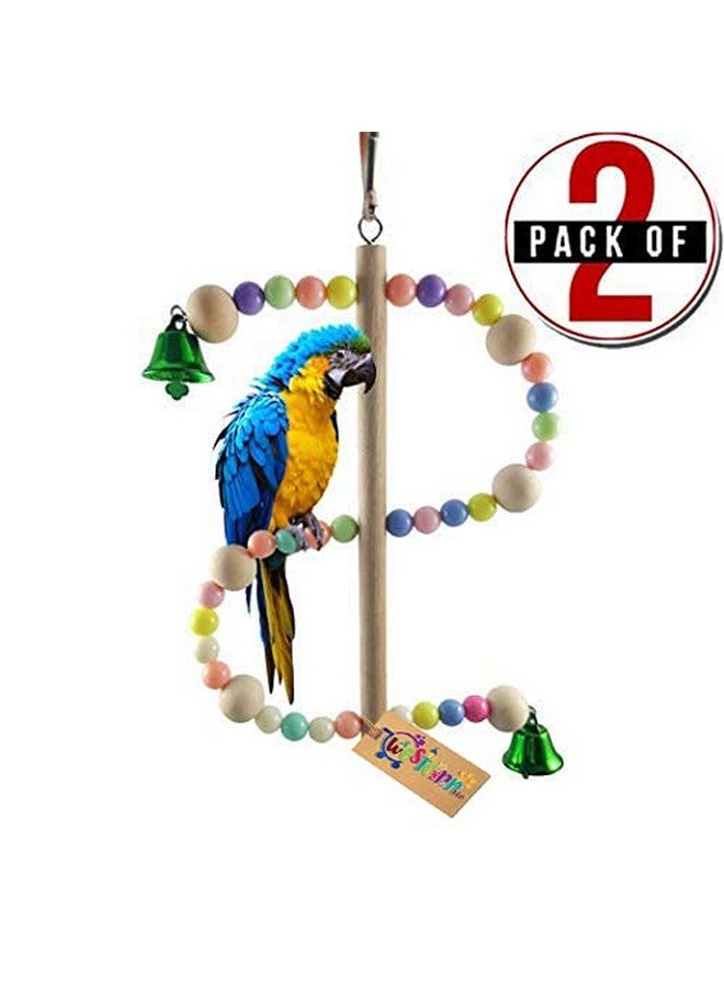 Western Era Playful Natural Wooden Bead Swing Toy For Birds (Pack Of 2) - Image 2