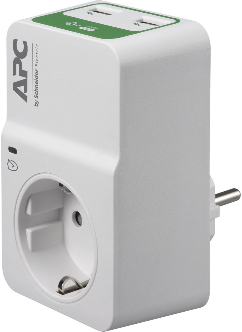 Schneider Electric APC Single Surge Protected Socket PM1WU2-GR with 2 USBs  - Image 1