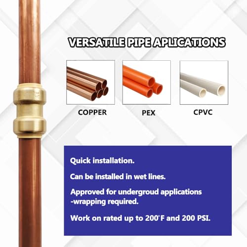 HQMPC 1" Pex Fitting Straight Coupling Push Fit PEX Fittings, Push-to-Connect Copper, CPVC, No Pb Brass Plumbing Fittings (6, 1 Inch(1")) - Image 4