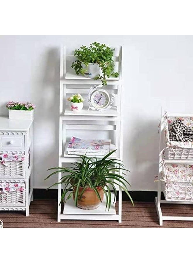 HOME TASTE حامل نباتات داخلي لوعاء الزهور من الخشب قابل للطي مع أرفف متعددة الطوابق للزاوية لحاملات النباتات في الهواء الطلق لتخفيضات الحدائق المنزلية وزينة غرفة المعيشة (حامل 4 طوابق) - Image 2