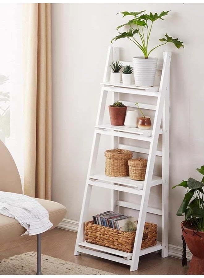 HOME TASTE حامل نباتات داخلي لوعاء الزهور من الخشب قابل للطي مع أرفف متعددة الطوابق للزاوية لحاملات النباتات في الهواء الطلق لتخفيضات الحدائق المنزلية وزينة غرفة المعيشة (حامل 4 طوابق) - Image 4