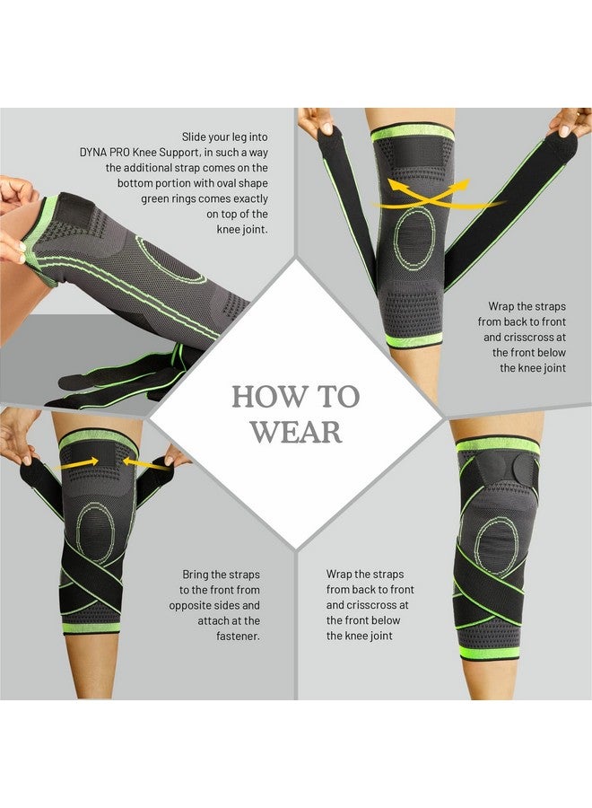 DYNA Nylon Pro Knee Cap Compression & Adjustable Straps For Custom Fit,Injury Prevention,Recovery,Pain Relief,Gym,Crossfit,Meniscus Tear,Acl,Pcl,Arthritis,Suitable Men Women,Large (1 Pc) - Image 3
