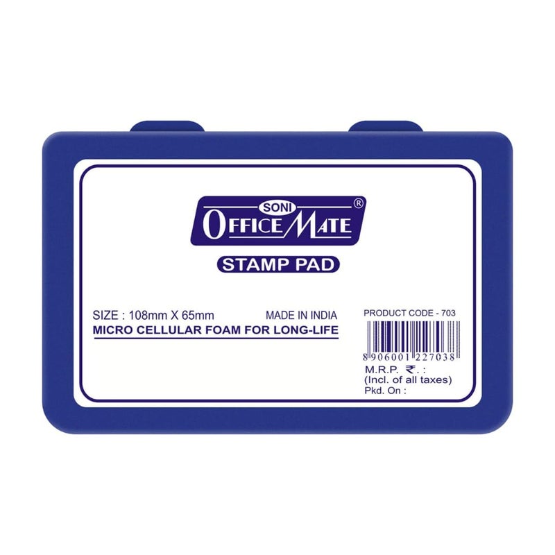 Office Mate Soni Officemate Stamp Pad for Office (Medium 3pcs, Blue) - Image 1