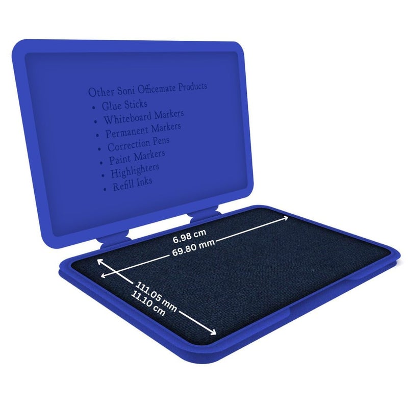Office Mate Soni Officemate Stamp Pad for Office (Medium 3pcs, Blue) - Image 4