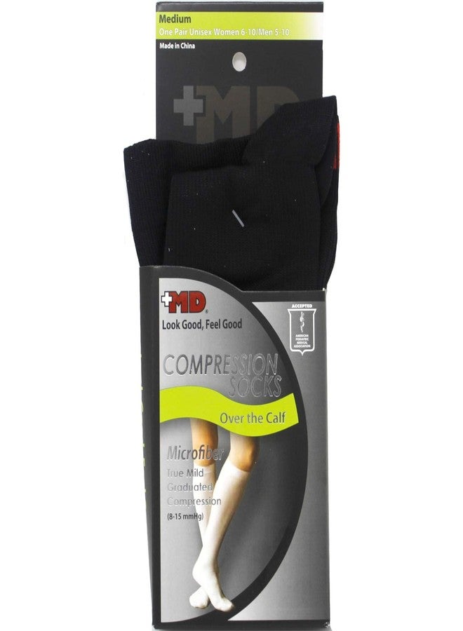 MD USA Flat Knit Micro-Fiber Compression Socks, Black, Medium - Image 1