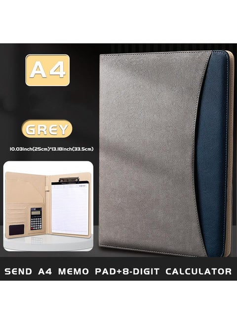 A4 Multifunctional Leather Folder Sales Folder Office Binder With Calculator And A4 Note Paper