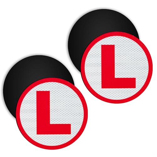 True Flair Magnetic Reflective L Removable for Learning Driver, Waterproof Board Sticker for Car Bumper and Hood, Easily Removable Material (15cm x 15 cm, 2pcs) (Style 1) - Image 1