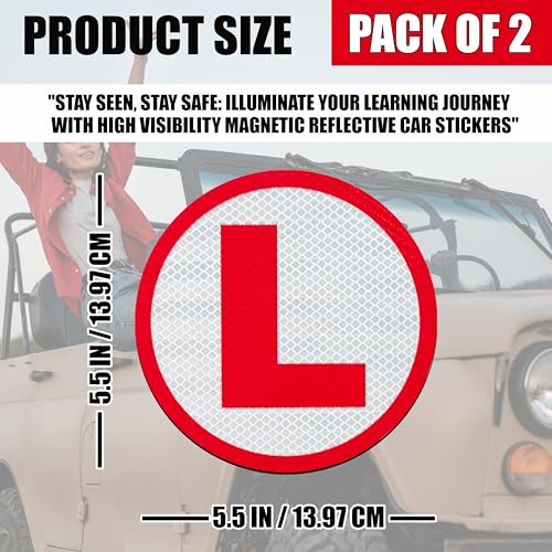 True Flair Magnetic Reflective L Removable for Learning Driver, Waterproof Board Sticker for Car Bumper and Hood, Easily Removable Material (15cm x 15 cm, 2pcs) (Style 1) - Image 5