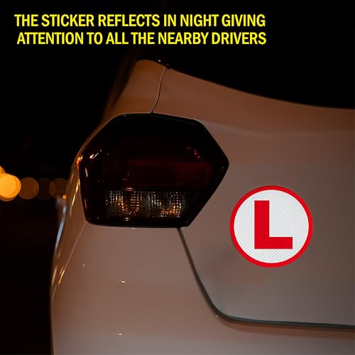 True Flair Magnetic Reflective L Removable for Learning Driver, Waterproof Board Sticker for Car Bumper and Hood, Easily Removable Material (15cm x 15 cm, 2pcs) (Style 1) - Image 4