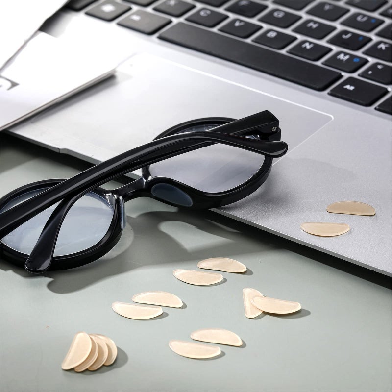 TOODOO TOODOO 18 Pairs Eyeglasses Nose Pads Adhesive Silicone Glasses Replacement Anti Slip Nosepads for Eyeglass Glasses Sunglasses (Transparent, 1mm)  - Image 4