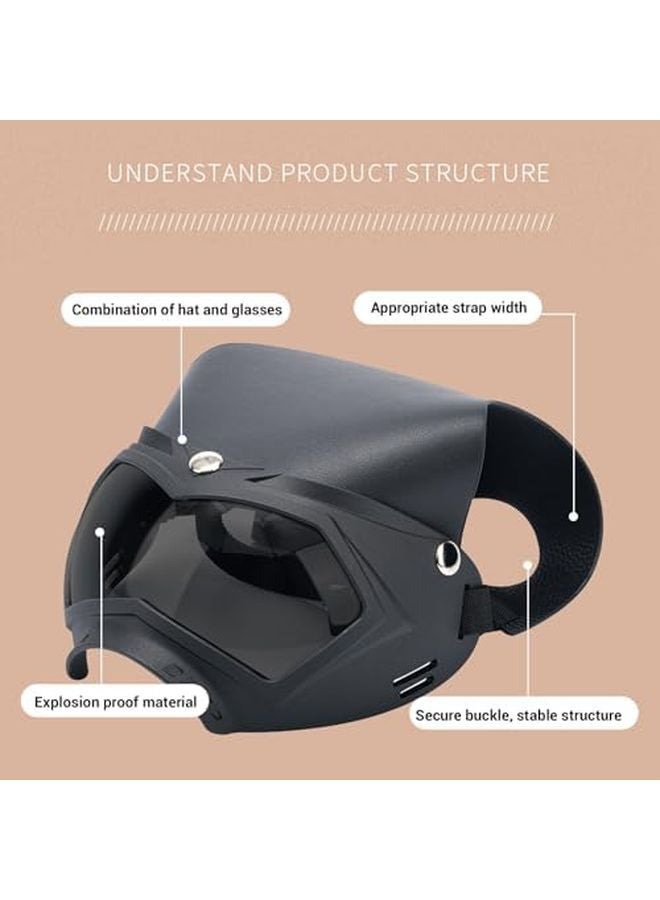 خوذة نظارات للكلاب بإطار أسود وعدسات رمادية، حزام قابل للتعديل لركوب الدراجات والمشي لمسافات طويلة والشاطئ والتزلج - Image 5