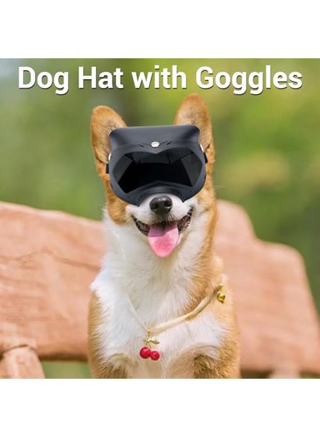 خوذة نظارات للكلاب بإطار أسود وعدسات رمادية، حزام قابل للتعديل لركوب الدراجات والمشي لمسافات طويلة والشاطئ والتزلج - Image 4