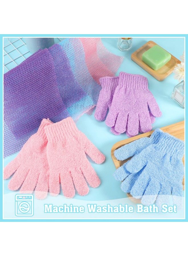 WSICSE 6 Pack African Net Sponge Exfoliating Glove Set 3 Bath Sponge Body Scrubber Back Scrubber And 3 Pairs Exfoliating Gloves For Mothers Day Gifts  - Image 5