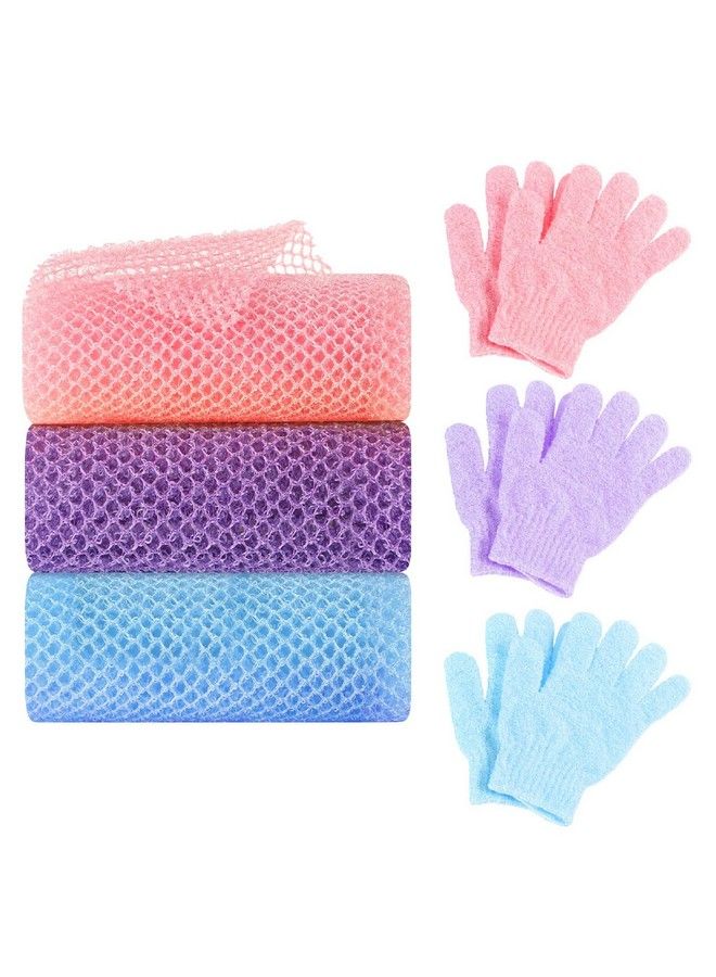 WSICSE 6 Pack African Net Sponge Exfoliating Glove Set 3 Bath Sponge Body Scrubber Back Scrubber And 3 Pairs Exfoliating Gloves For Mothers Day Gifts  - Image 2