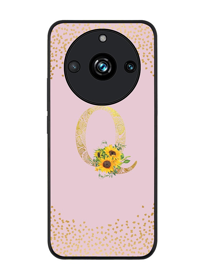 Stylizedd Rugged Black Edge case for Realme 11 Pro/Realme 11 Pro+ Case Cover - Custom Monogram Initial Letter Mandala Floral Pattern Alphabet - Q (Pink) - Image 1