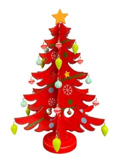 Generic Christmas Gift 1Pc Mini Table Xmas Trees Decoration Wood Christmas Tree With Ornament Diy Christmas Tree  - Image 1