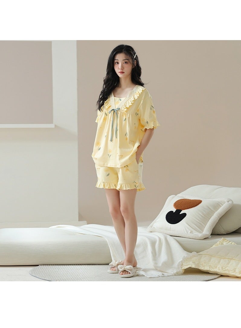 KUYING New Two-Piece Set Of Ice Silk Pajamas