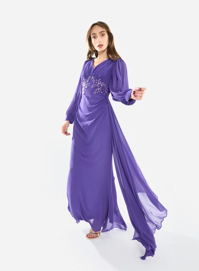 House of Moda Women Flowing Cape Embellished Maxi Dress