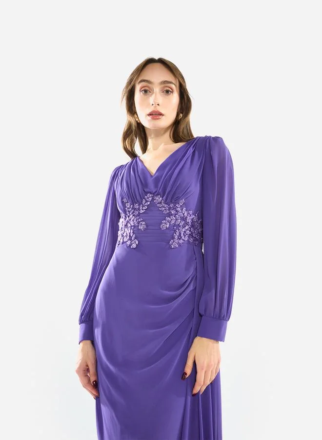 House of Moda Women Flowing Cape Embellished Maxi Dress