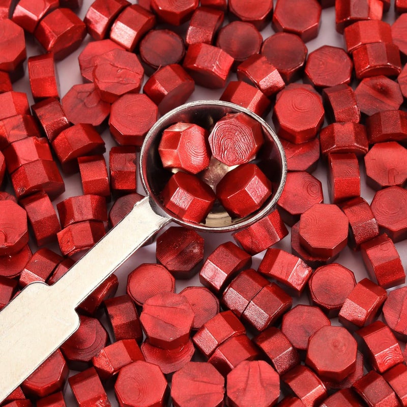 Yoption 360 Pcs Antique Wine Red Sealing Wax Beads Set for Wax Seal Stamp with Candles and Melting Spoon - Image 2