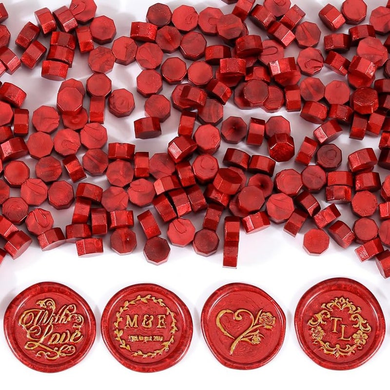 Yoption 360 Pcs Antique Wine Red Sealing Wax Beads Set for Wax Seal Stamp with Candles and Melting Spoon - Image 4