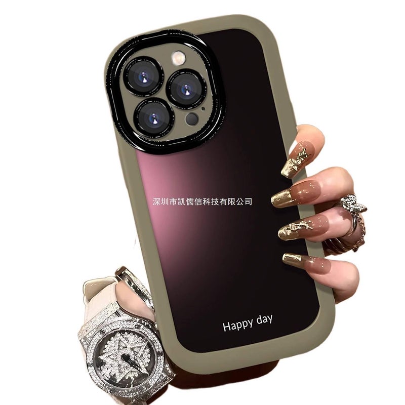 غطاء واقي بEco Material لـ iPhone 14 / 14 Plus / 14 Pro / 14 Pro Max مع رسم متدرج وسيليكون لا يصفر مع مقاوم للصدمات مع حماية من السقوط بوسادة هوائية باللون Light Coffee من السيليك. - Image 3