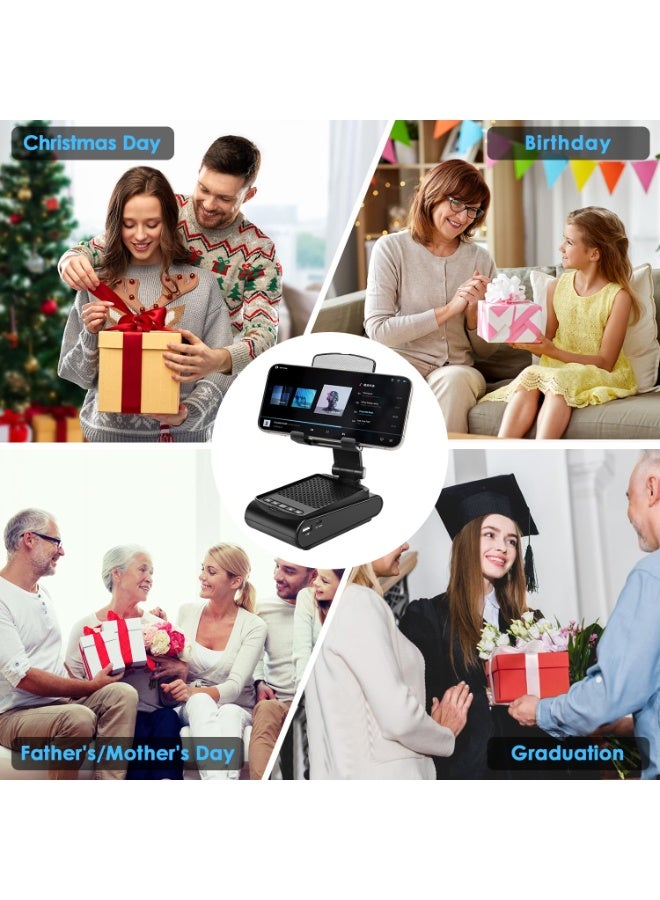 Multi-Angle Adjustable Mobile Phone Holder with Built-in Bluetooth Speaker, Suitable for Home and Outdoor use, Easy to Carry, with Non-Slip Base, a Unique Birthday Gift for Boys or Husband - Image 2
