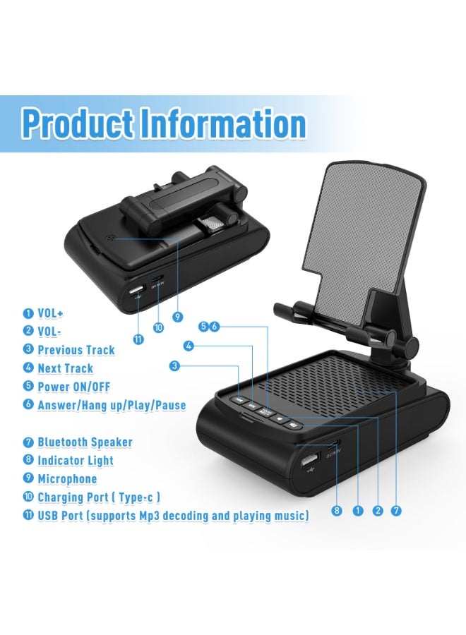 Multi-Angle Adjustable Mobile Phone Holder with Built-in Bluetooth Speaker, Suitable for Home and Outdoor use, Easy to Carry, with Non-Slip Base, a Unique Birthday Gift for Boys or Husband - Image 3