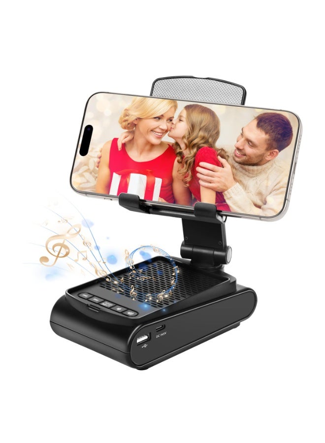 Multi-Angle Adjustable Mobile Phone Holder with Built-in Bluetooth Speaker, Suitable for Home and Outdoor use, Easy to Carry, with Non-Slip Base, a Unique Birthday Gift for Boys or Husband - Image 1