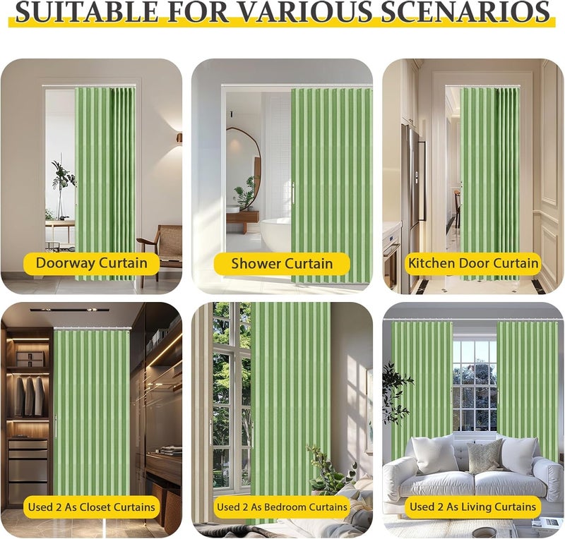 AJAZZ 100% Blackout Magnetic Door Curtain Accordion Doors Interior Folding Closet Door Curtain Invisible Applicable Bedroom Room Living Room Doorway （Green 42" W x 78" L 1 Panel - Image 5