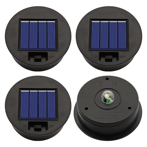 ANGMLN 4 Pack Solar Lights Replacement Top Parts (Top Size 3.31 inch, Bottom Size 2.83 inch) 7 Lumens Lantern Lids Replacement Light for Hanging Solar Lanterns Outdoor Decorations Garden Patio, Warm White - Image 1