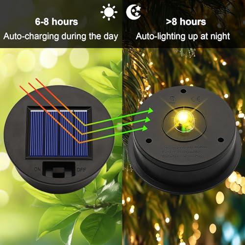 ANGMLN 4 Pack Solar Lights Replacement Top Parts (Top Size 3.31 inch, Bottom Size 2.83 inch) 7 Lumens Lantern Lids Replacement Light for Hanging Solar Lanterns Outdoor Decorations Garden Patio, Warm White - Image 4