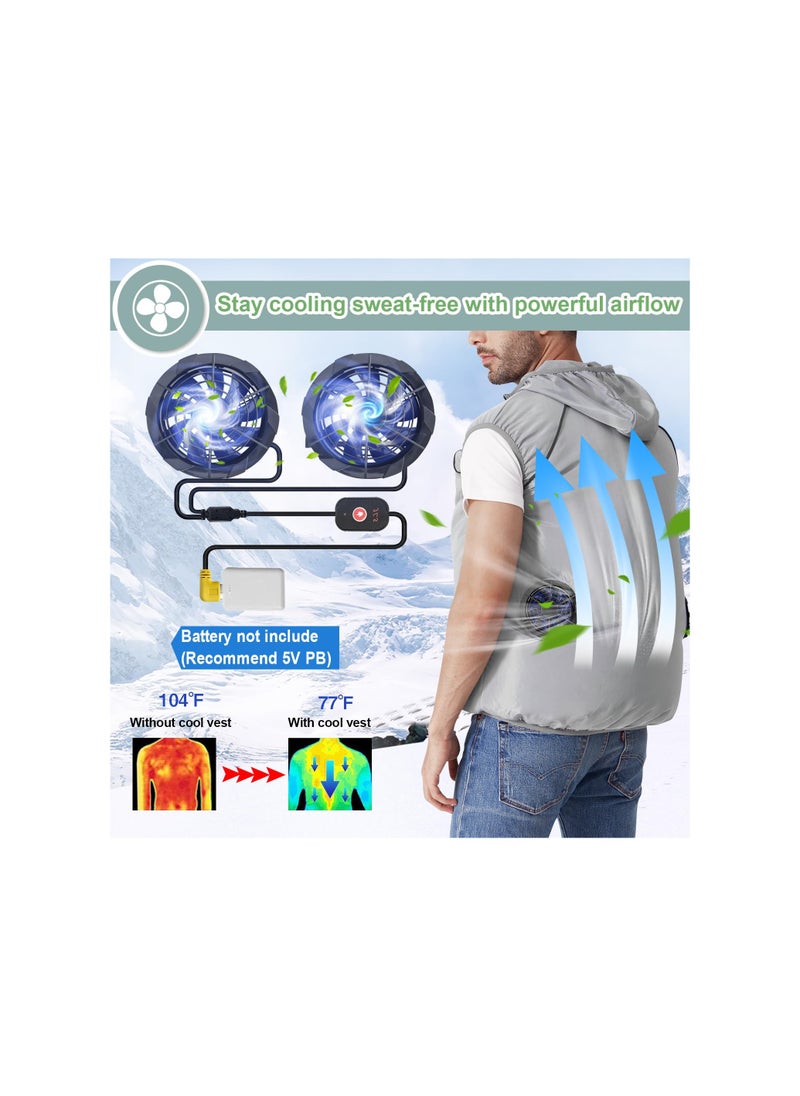 SYOSI - Air Conditioned Jacket With Fans, Cooling Vest for Men Women, Evaporative Cool Vest with 2 Fans Air Conditioned Cold Clothes Keep Cooling 13 Hours for Hot Weather Work, Waterproof, Sun-Proof - Image 1