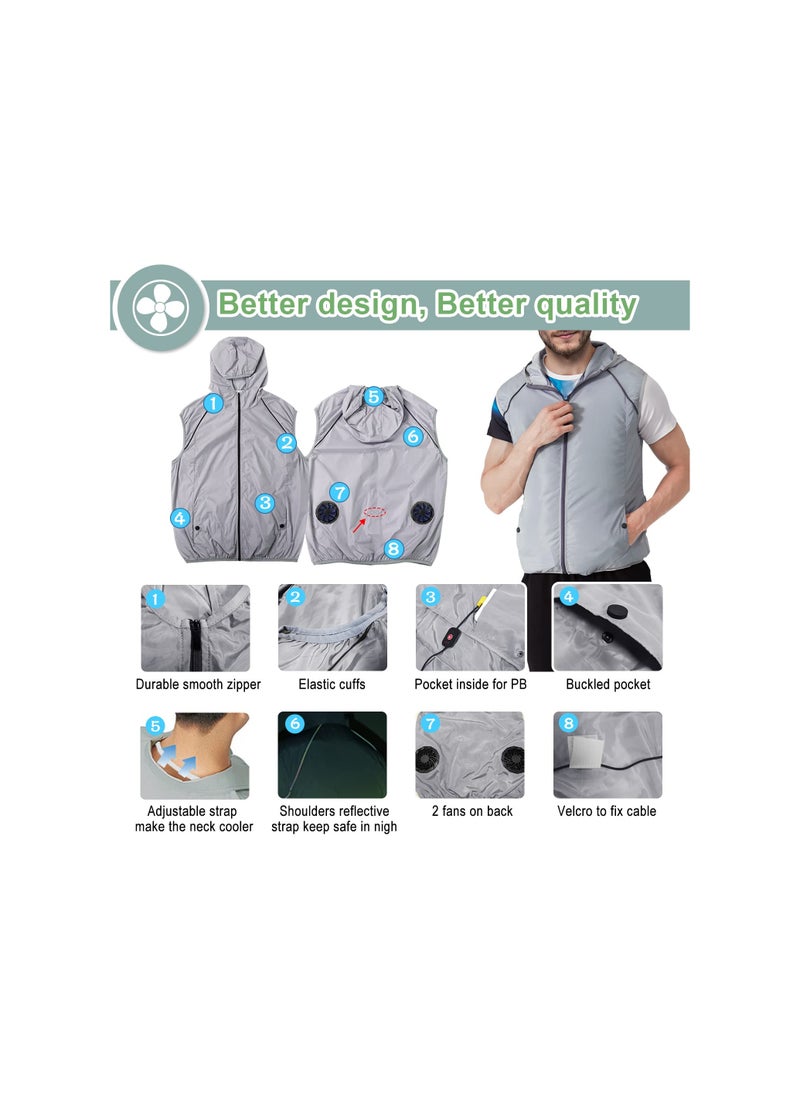 SYOSI - Air Conditioned Jacket With Fans, Cooling Vest for Men Women, Evaporative Cool Vest with 2 Fans Air Conditioned Cold Clothes Keep Cooling 13 Hours for Hot Weather Work, Waterproof, Sun-Proof - Image 1