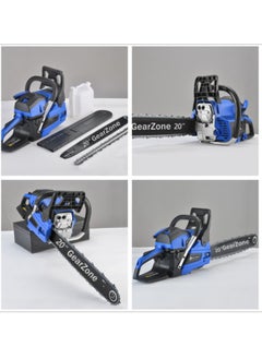 GearZone GearZone 20Inch-58CC-2.68KW Handheld High Powered Gasoline/Petrol Chainsaw, Including 2 Saw Chains and Other Accessories For Cutting Trees, Wood, & Logs-Blue Color  - Image 4