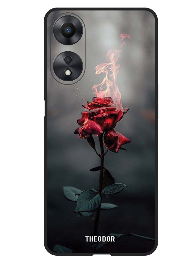 Theodor Protective Case Anti Scratch Shock Proof Bumper Cover For Oppo A1 5G Burning Red Rose - Image 1
