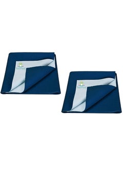 Tod PooL Tod PooL Breathable Bed Protector AntiPiling Fleece Extra Absorbent Washable Waterproof Quick Dry Sheet Bed Protector Sheet for Kids and Adults 2 Dark Blue Sea Small 70x50cm  - Image 1