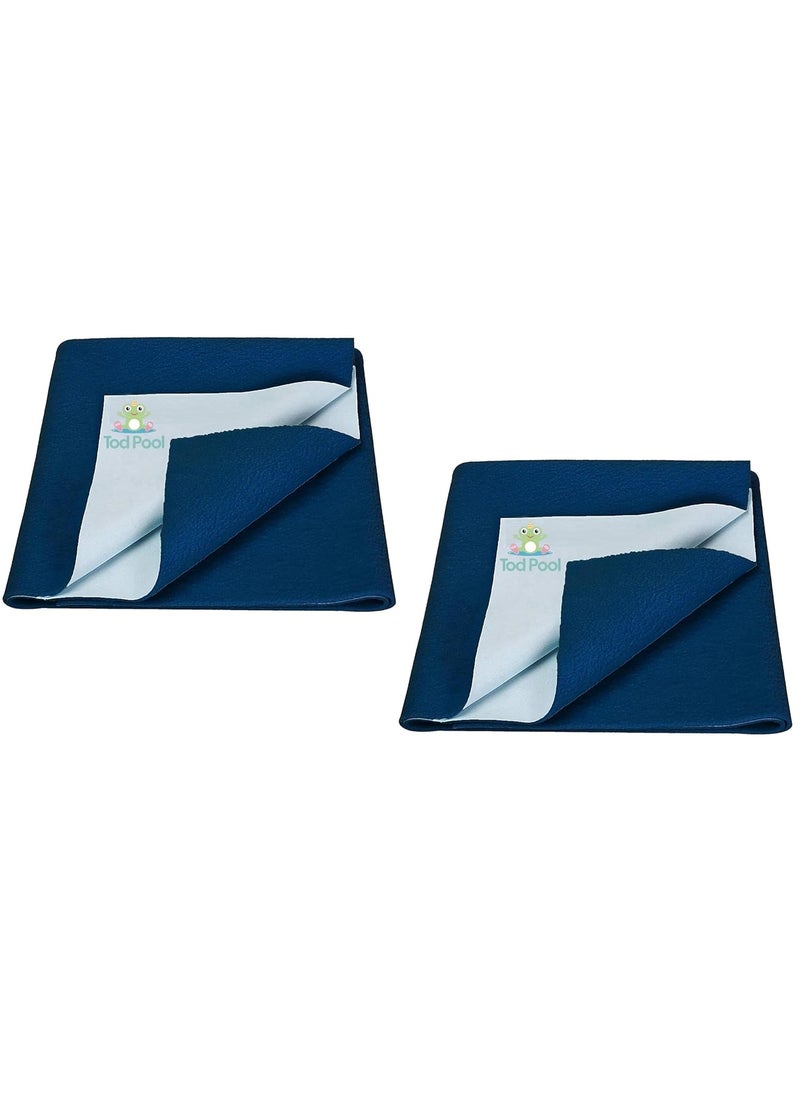 Tod PooL Tod PooL Breathable Bed Protector AntiPiling Fleece Extra Absorbent Washable Waterproof Quick Dry Sheet Bed Protector Sheet for Kids and Adults 2 Dark Blue Sea Small 70x50cm  - Image 1