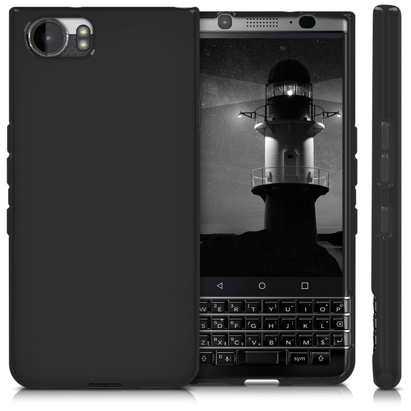 kwmobile Case Compatible with BlackBerry KEYone (Key1) Case - Soft Slim Protective TPU Silicone Cover - Black Matte - Image 5