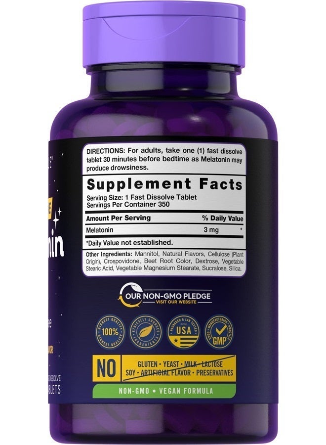 Carlyle أقراص الميلاتونين 3 ملغ سريعة الذوبان | 250 حبة | جرعة منخفضة | نباتي، غير معدّل وراثيًا، خالي من الغلوتين - Image 2