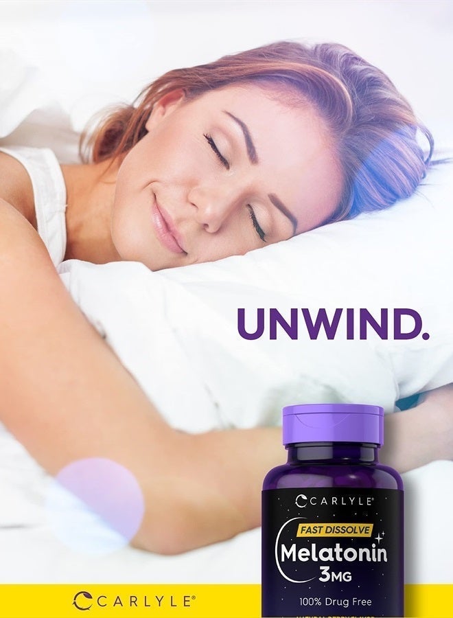 Carlyle أقراص الميلاتونين 3 ملغ سريعة الذوبان | 250 حبة | جرعة منخفضة | نباتي، غير معدّل وراثيًا، خالي من الغلوتين - Image 5